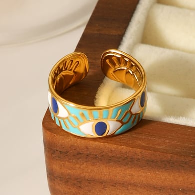 1 Piece Simple  Daily Mixed Color Stainless Steel  Gold Color  Statement Rings h5 Picture6
