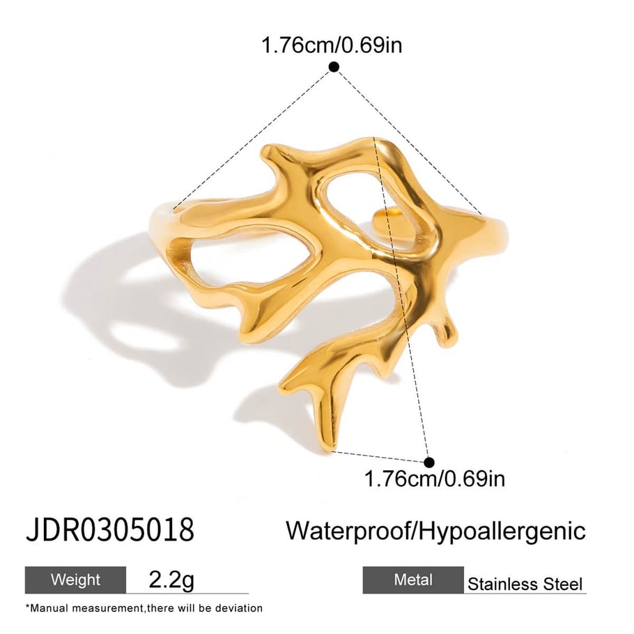 1 Piece Marine Organism Stainless Steel Gold Color Statement Rings Picture2