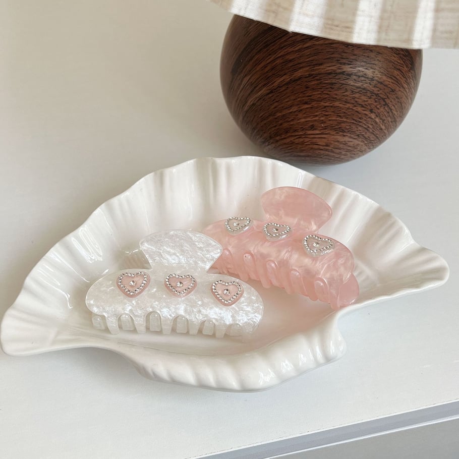 1 paar Simple Series schattige hartvormige acetaat haarklemmen voor dames Afbeelding3