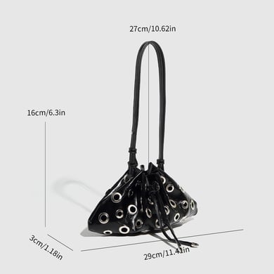 Bolso de hombro de PU con remaches clásicos de serie lujosa para mujer, 1 pieza h5 