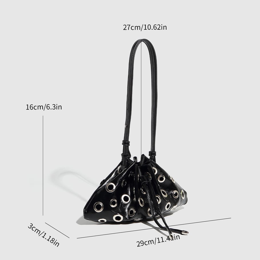 Bolso de hombro de PU con remaches clásicos de serie lujosa para mujer, 1 pieza 