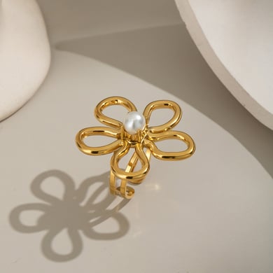 1 Paar romantische süße Blumen-Schmucksets aus Edelstahl in Goldfarbe für Damen h5 Bild4