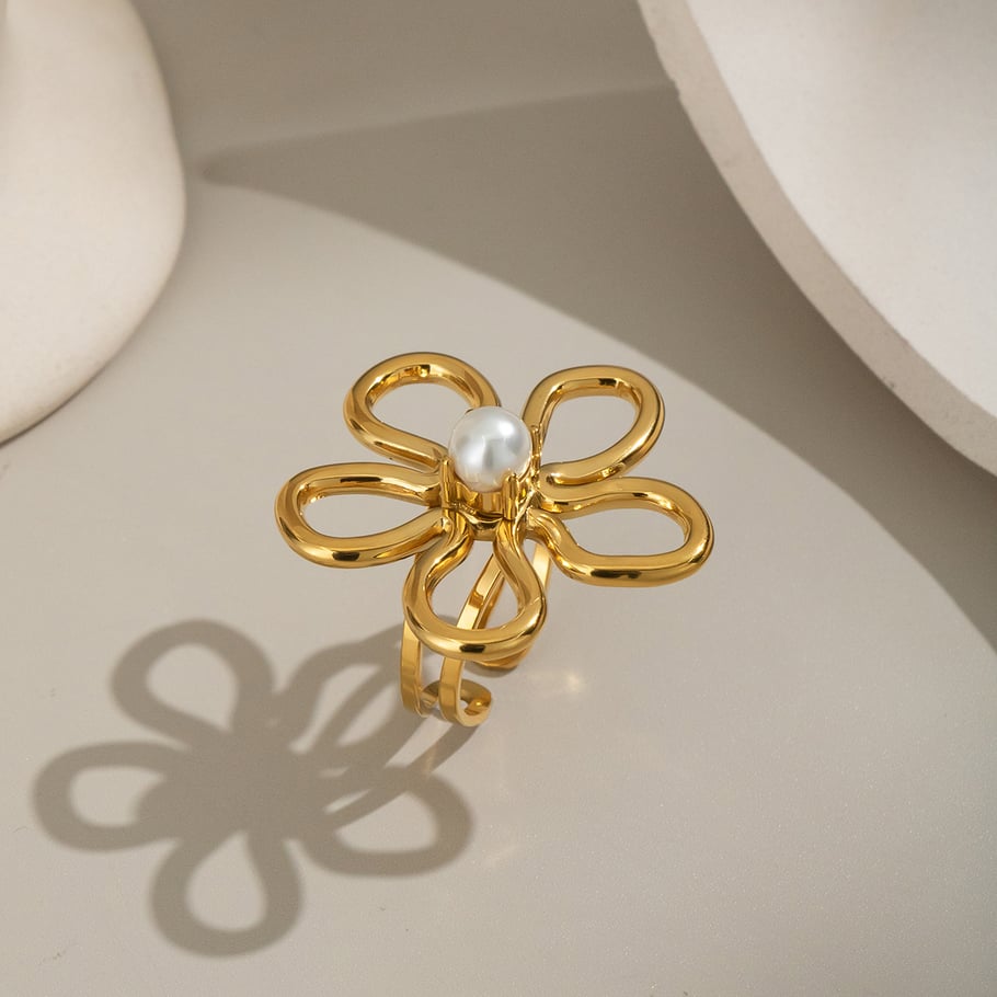 1 Paar romantische süße Blumen-Schmucksets aus Edelstahl in Goldfarbe für Damen Bild4