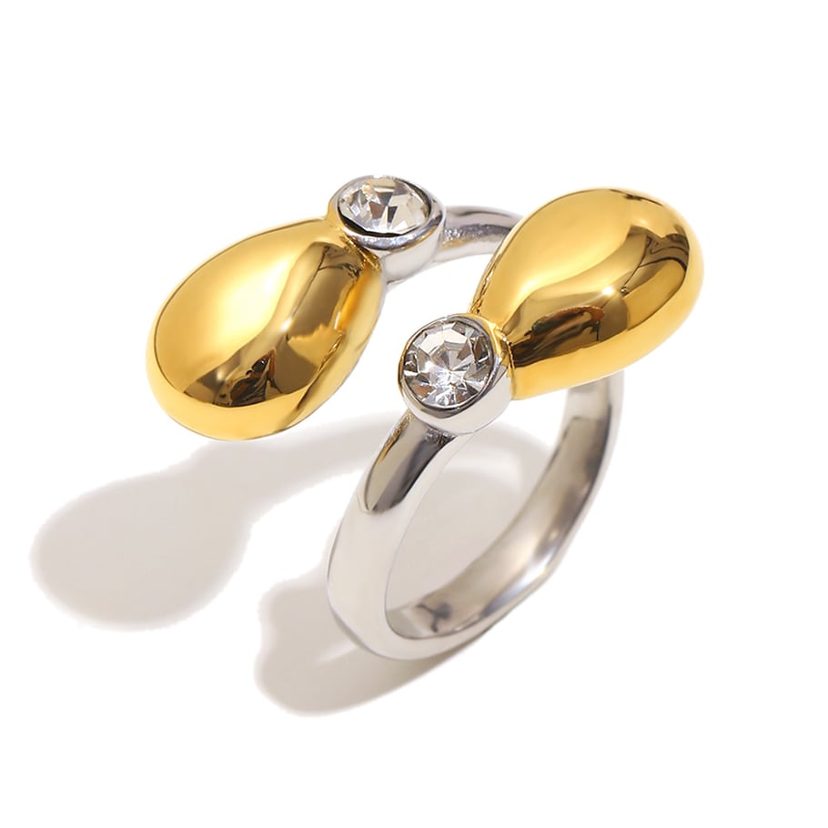 1 Piece Simple Series Casual Droplet Stainless Steel Gold Color Minimalist Rings 