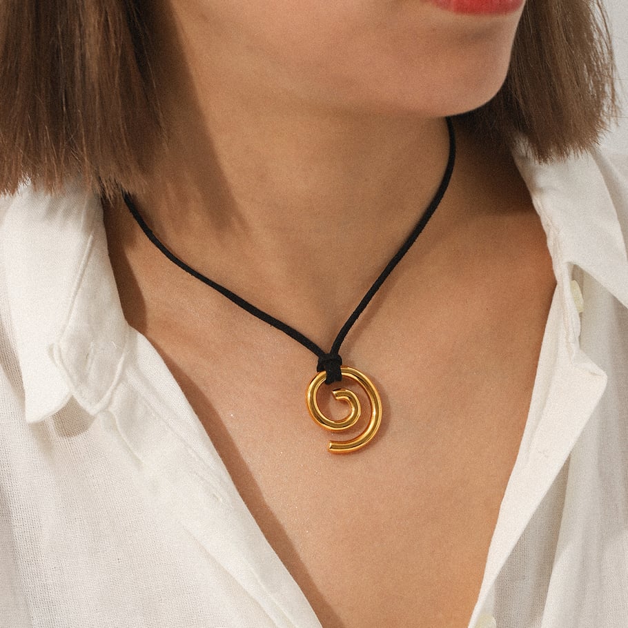 Collier pendentif simple en acier inoxydable pour femme, 1 pièce, motif lignes quotidiennes h5Image3