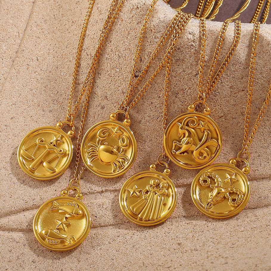 1 Piece Zodiac Signs Stainless Steel Mixed Color Pendant Necklace h5Picture2