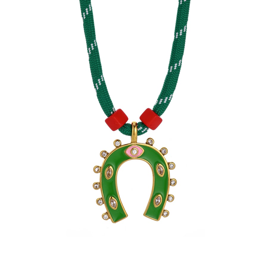 1 Piece Tropical Horseshoe-shaped Stainless Steel Gold Color Women's Pendant Necklaces 