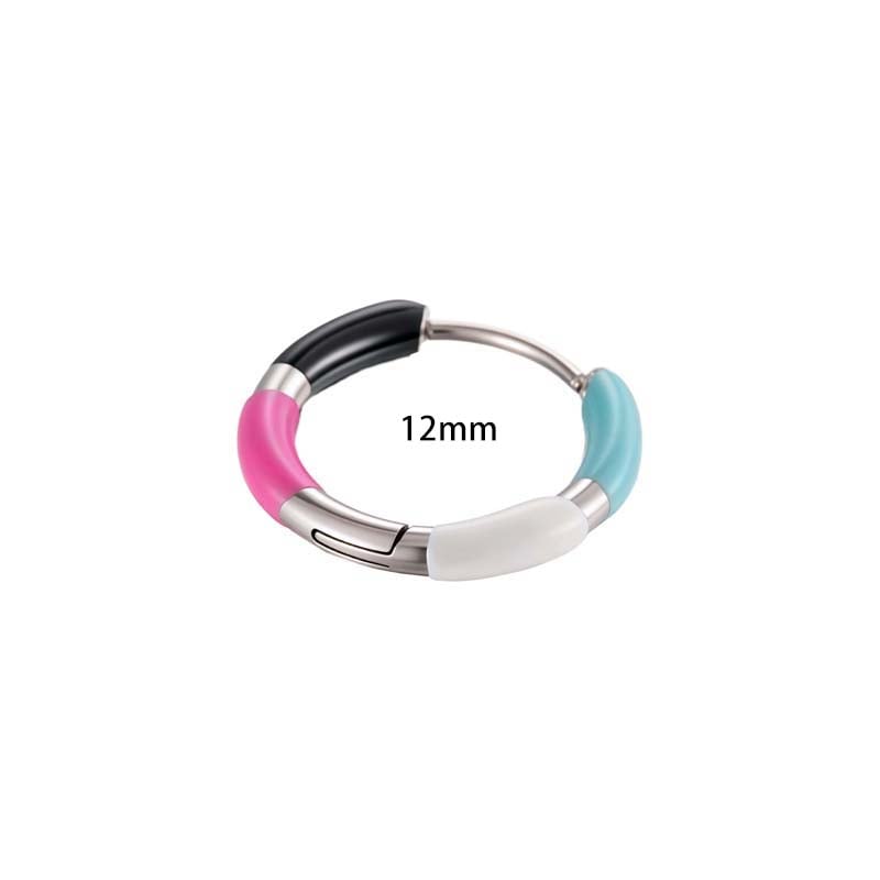 1 Piece Colorful Circle Stainless Steel Women's Hoop Earrings Picture2