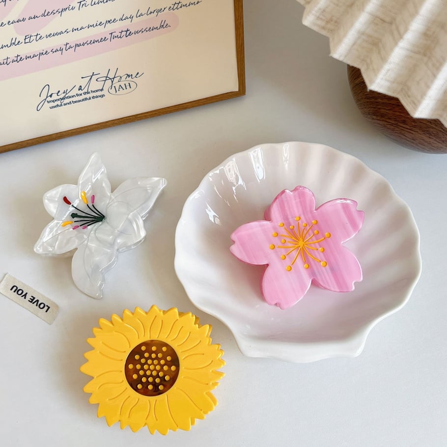 1 paar Simple Series Sweet Flower Acetate haarklemmen voor dames Afbeelding3