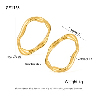 1 paio di orecchini a bottone semplici e irregolari in acciaio inossidabile color oro da donna h5 Immagine11