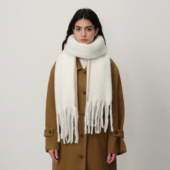 1 Stück einfache einfarbige Polyester-Winterschals für Damen