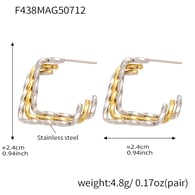 F438-Orecchini geometrici a tre strati in oro Immagine3