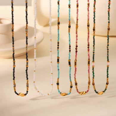 1 Paar Simple Series Daily Beads Edelstahl-Perlenketten für Damen h5 Bild6