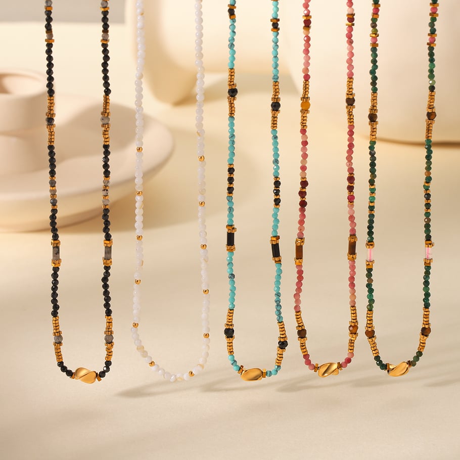 1 Paar Simple Series Daily Beads Edelstahl-Perlenketten für Damen Bild6