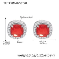 TXF330-Steel Red Zircon Earrings Picture5