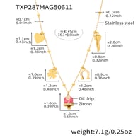 TXP287-Golden Red Bell Enamel Necklace 41+5cm Picture16