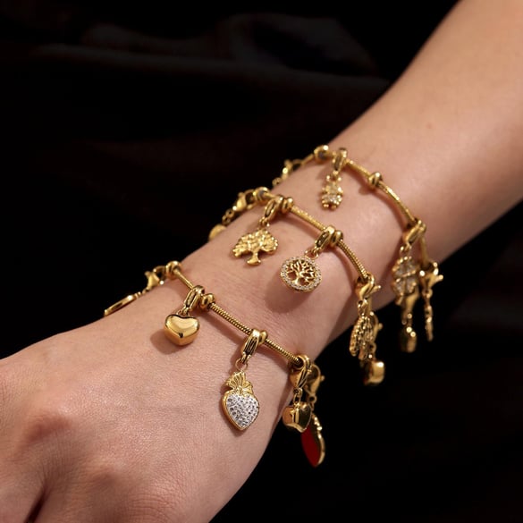 1 Piece Simple Heart Stainless Steel Gold Color Women's Charm Bracelets 2
