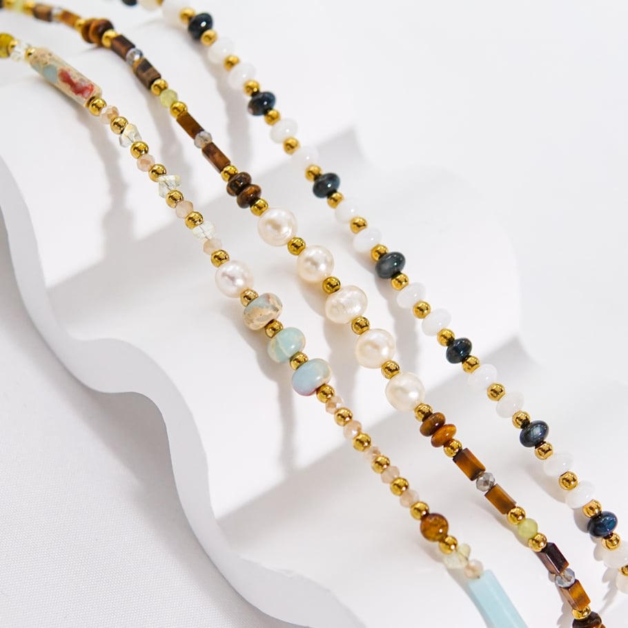 Sweet Elegant Stainless Steel Women‘s Beaded Necklaces Picture5