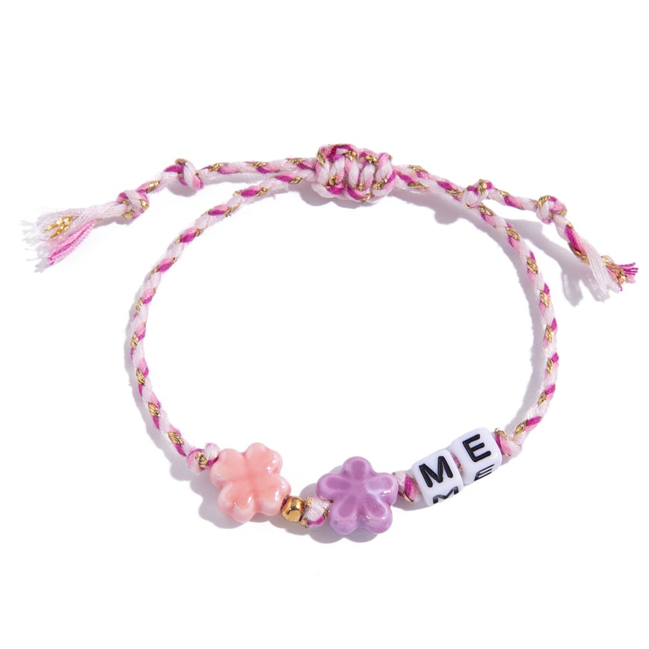 Bracelet à perles coloré en acier inoxydable pour femme, 1 pièce, motif lettre douce 