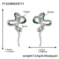 F1424-Steel snake earrings 