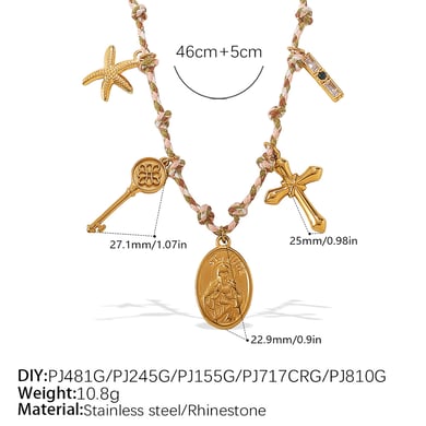 1 Piece Oceanic Stainless Steel Gold Color DIY Pendant Necklace h5 