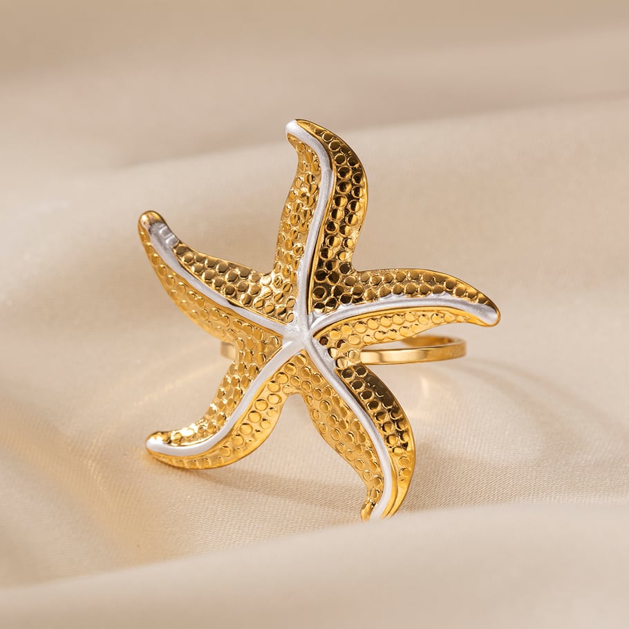 Starfish Stainless Steel Gold Color Earrings Set Picture4