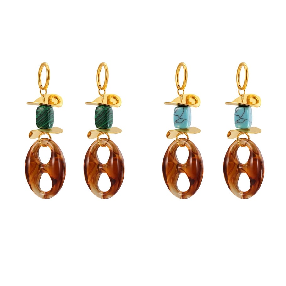 1 Pair Retro Irregular Oval Shape Stainless Steel Gold Color Women's Drop Earrings Picture8