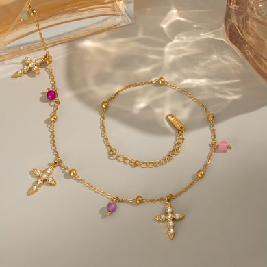 1 pezzo di collana con ciondolo a croce in acciaio inossidabile, elegante e lussuoso, da donna h5 Immagine2