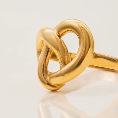 1 Piece Romantic Pretzel Shape Stainless Steel Gold Color Statement Rings h5 Picture4