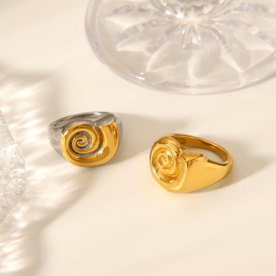 1 Stück Daily Lines Statement-Ringe aus Edelstahl in Goldfarbe Bild8