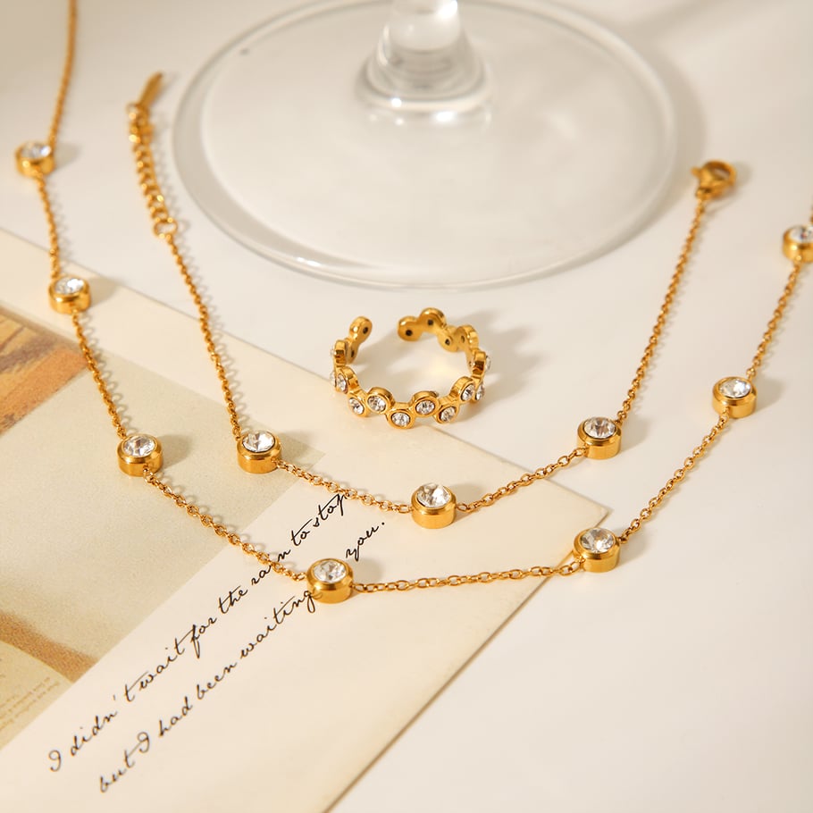 1 Stück unregelmäßige Form Edelstahl Gold Farbe Damen Halsketten Sets Bild7