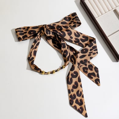 1 Piece Leopard DIY Print Fabric Stainless Steel Women's Long Necklaces h5 Picture2