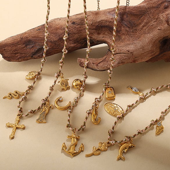 1 Piece Oceanic Stainless Steel Gold Color DIY Pendant Necklace