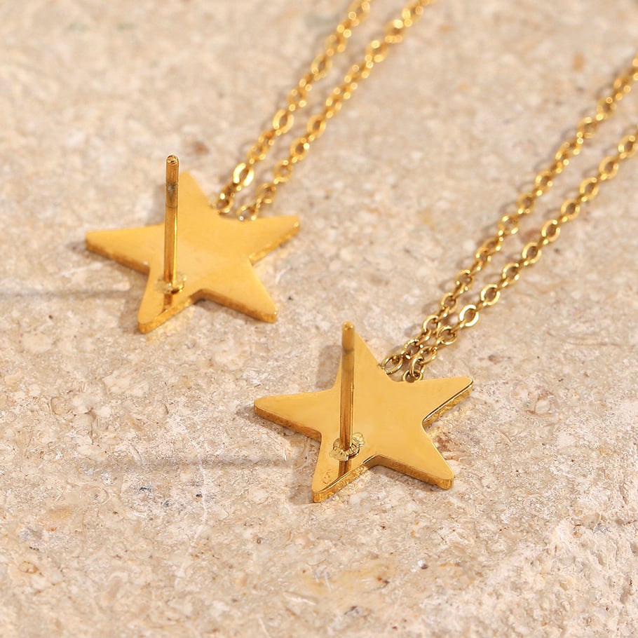 1 Pair Star Stainless Steel Gold Color Dangle Earrings Picture6
