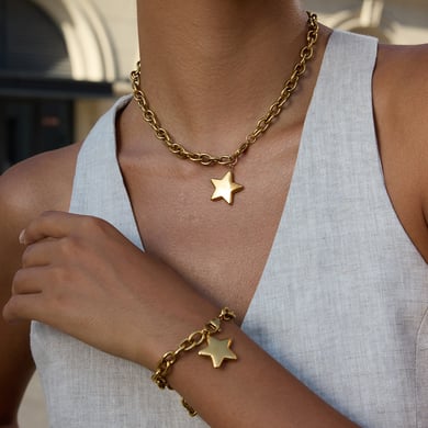 Star Stainless Steel Gold Color Pendant Necklaces h5 Picture3