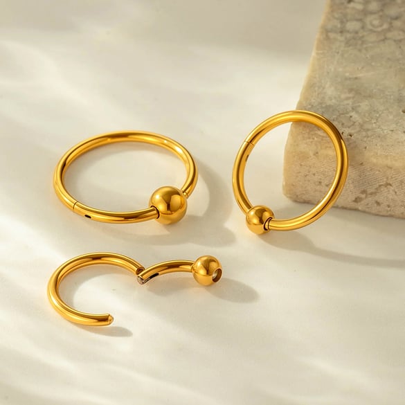 1 orecchino piercing semplice a cerchio in acciaio inossidabile color oro