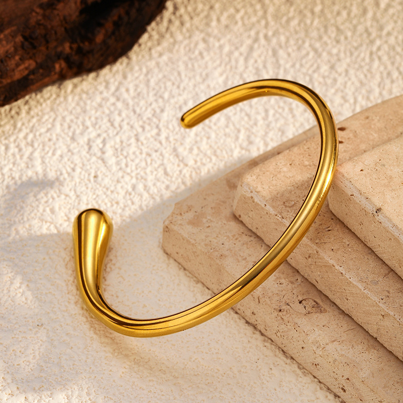 1 Piece Simple Circle Stainless Steel  Gold Color  Cuff Bracelet Picture4