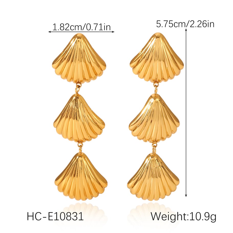 1 Paar einfache tägliche Muschel-Ohrstecker aus Edelstahl in Goldfarbe für Damen Bild2
