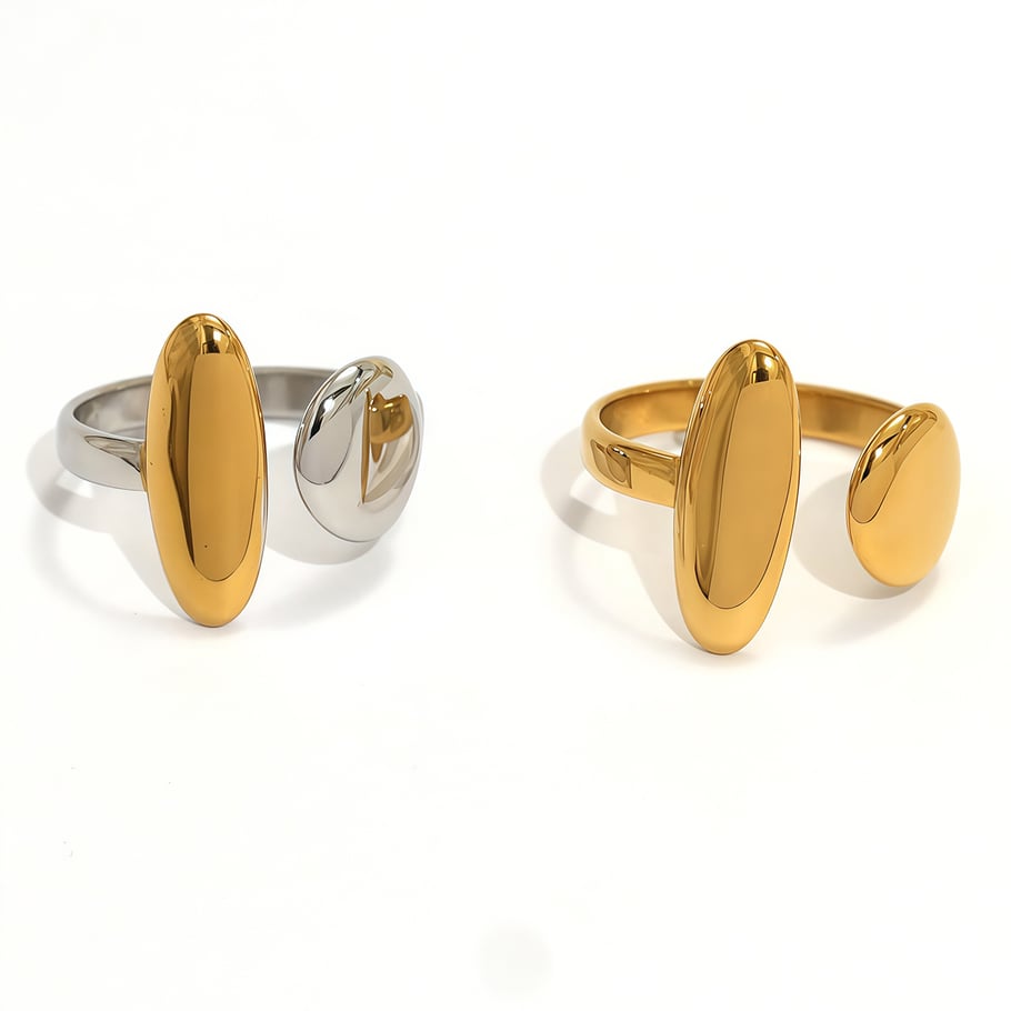 Anillos llamativos de acero inoxidable dorados con forma irregular para uso diario, 1 pieza Imagen6