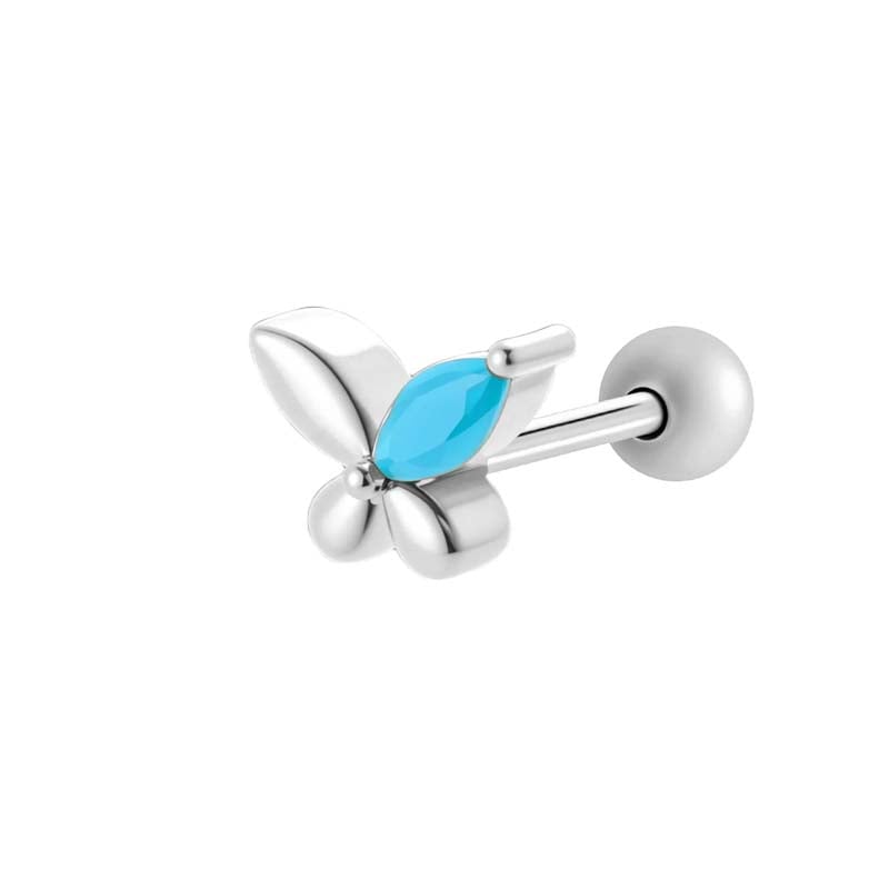 1 Adet Kelebek Bakır Altın Rengi Zirkonyum Piercing Küpe 