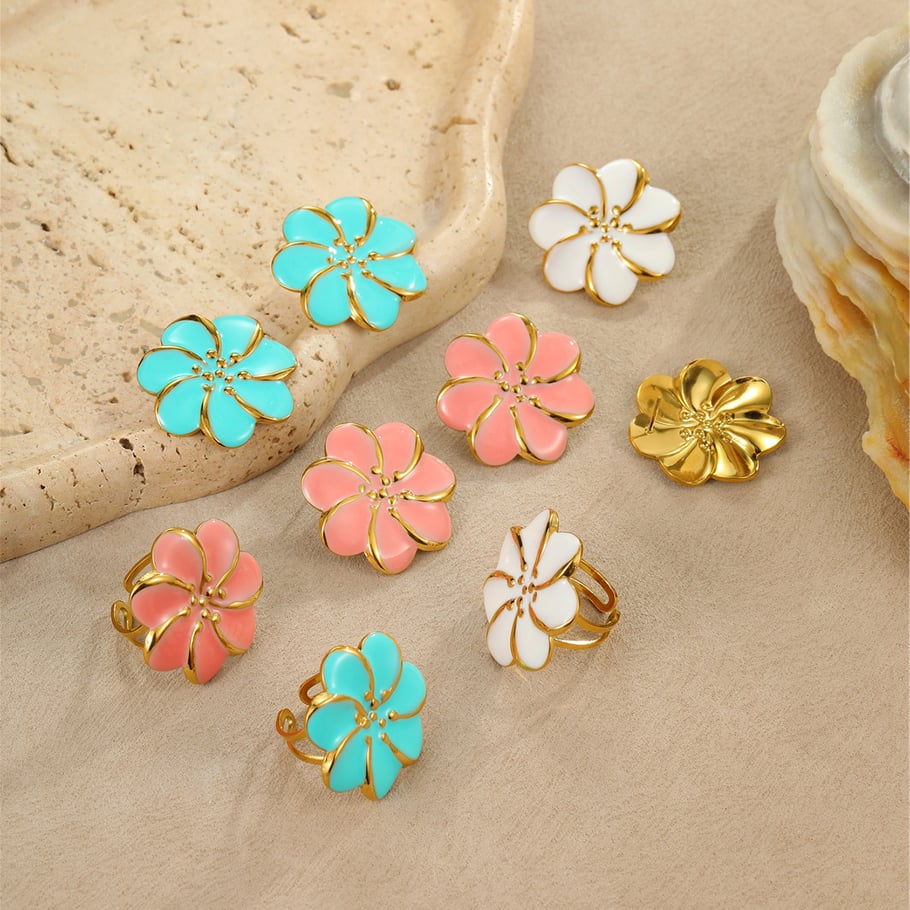 Sweet Flower Stainless Steel Earrings Set Picture2