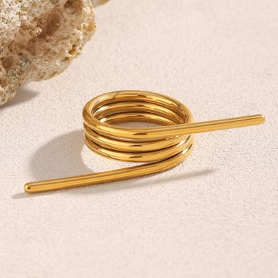 1 stuk Daily Twist veervormige statement ringen van roestvrij staal in goudkleur h5 Afbeelding4