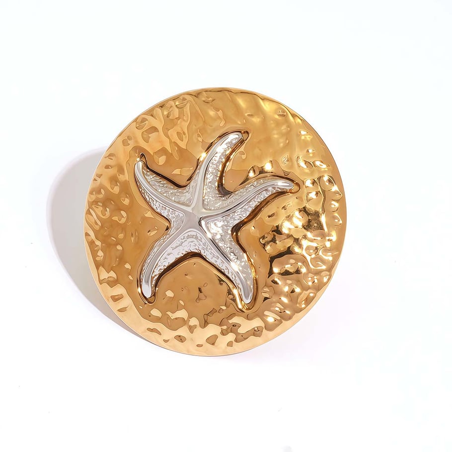 1 paio di semplici gioielli casual da donna in acciaio inossidabile color oro a forma di stella marina 