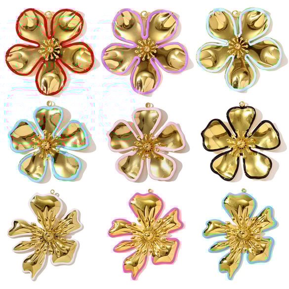 1 colgante de acero inoxidable con flor policromada para mujer 2