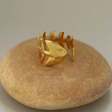 Bague en acier inoxydable couleur or avec motif animal naturel, 1 pièce h5 Image3