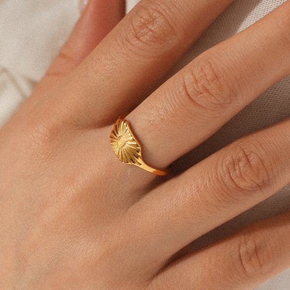 1 Piece Simple Series Daily Sun Stainless Steel  Statement Rings