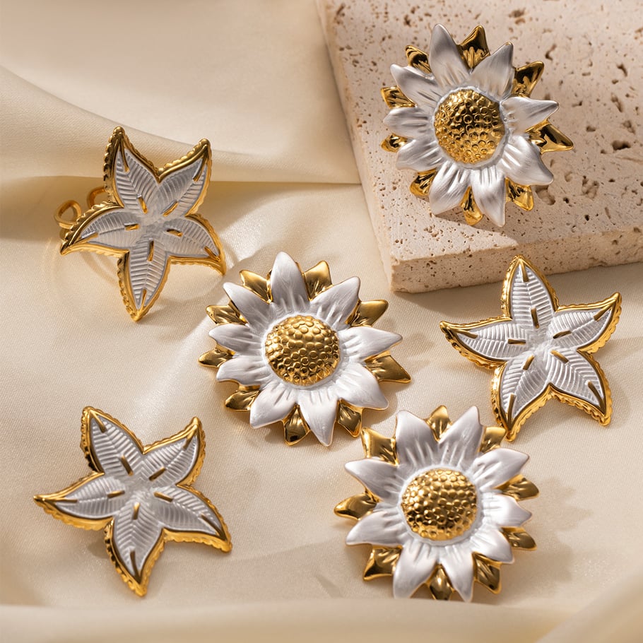 Sunflower Stainless Steel Earrings Set Picture2