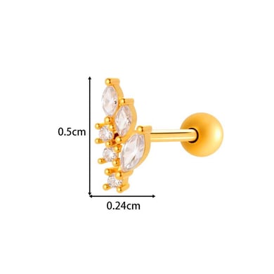 1 Piece Copper Gold Color  Zircon Piercing Earring h5 Picture2