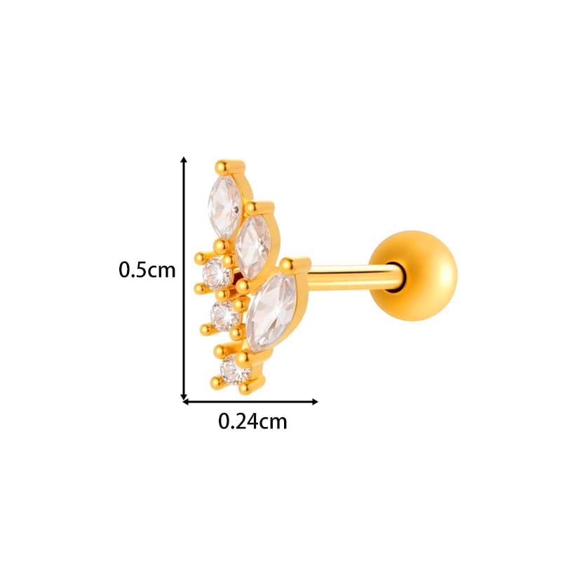 1 Piece Copper Gold Color  Zircon Piercing Earring Picture2