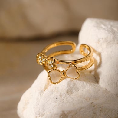 1 Piece Bow Knot Stainless Steel  Gold Color Statement Ring h5 Picture2